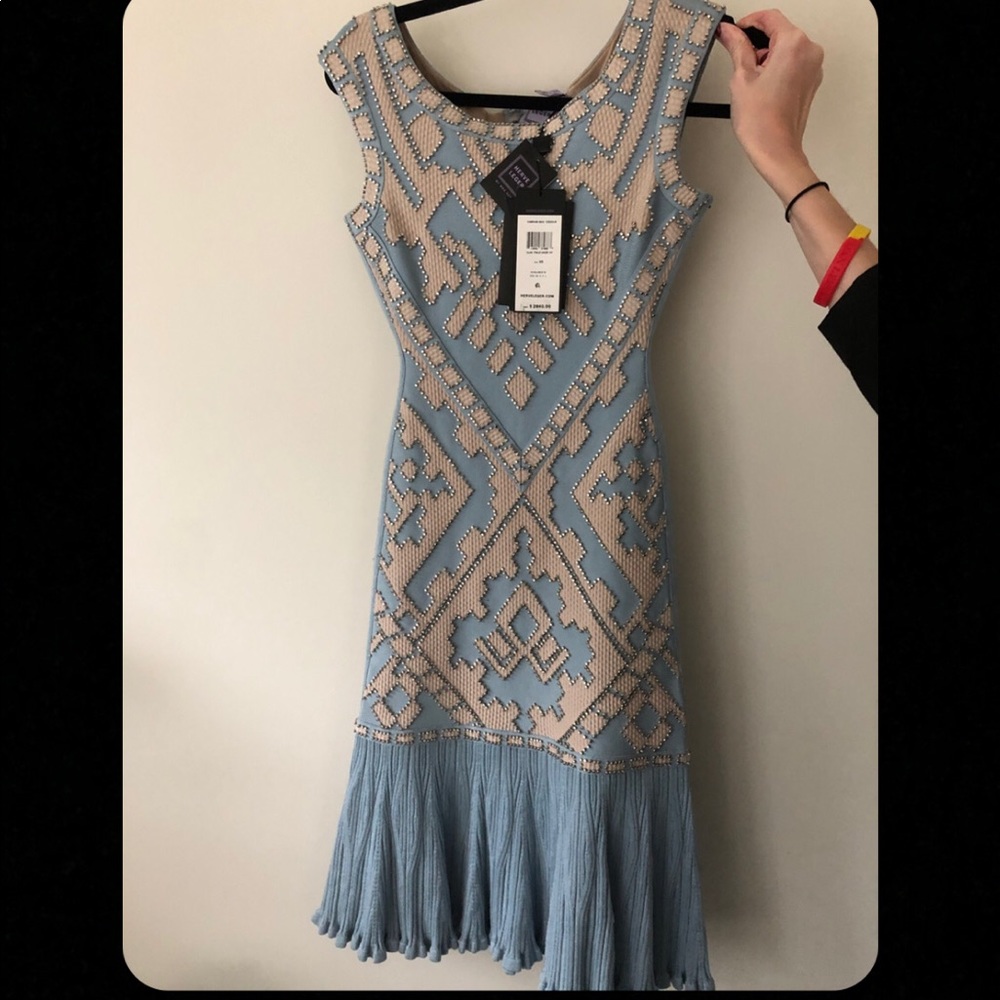 Rare Herve Leger by Max Azira Pale Haze Dress!
